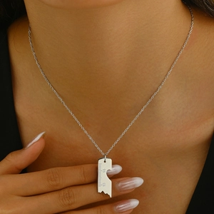 Polished stainless steel necklace featuring a unique 1314 heart ruler pendant design