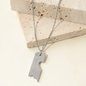 Industrial style stainless steel ruler pendant necklace with 1314 heart design