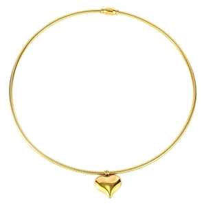 Elegant gold hollow heart pendant necklace with sleek snake chain and secure magnetic clasp