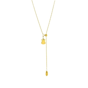 Elegant gold pendant necklace featuring matte bunny and carrot charms with tassels