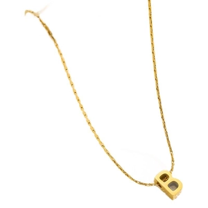 Collier minimaliste en acier inoxydable doré avec pendentif lettre B majuscule
