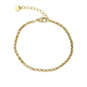 Pulsera clásica de cadena de acero inoxidable bañada en oro con cierre de mosquetón ajustable
