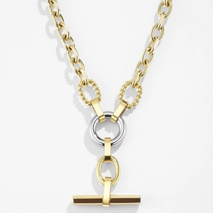 Collar de acero inoxidable chapado en oro de 18k con cierre de palanca y eslabones