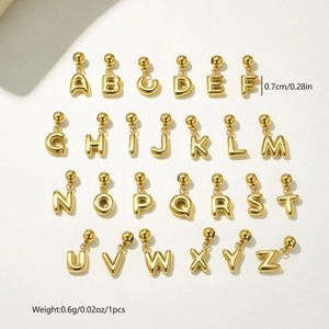 Lot de 26 mini pendentifs alphabet A-Z style ballon en acier inoxydable doré poli