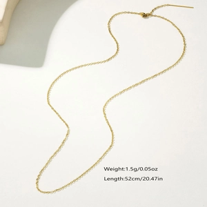 Collier minimaliste en acier inoxydable doré de 52cm avec design léger de 1,5g