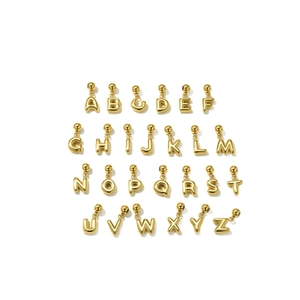 Pendentifs alphabet A-Z en acier inoxydable doré 3D style ballon pour colliers