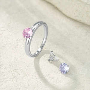 DIY Wechselsring-Set mit bunten Zirkoniasteinen und polierter silberner Basis