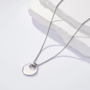 Edelstahl Geometrischer Anhänger Halskette Für Damen Minimalistisch Lange Pulloverkette Versilbert Schmuck Geschenk Zubehör