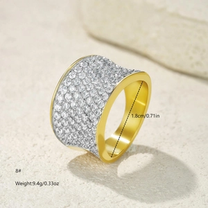 Luxurious gold-plated layered ring featuring micro-pave cubic zirconia crystals