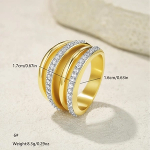 Luxury multi-layer gold ring with micro-pave crystals for a stacked jewelry look