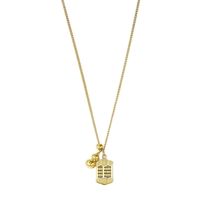 24K vergulde titanium ketting met Chinese telraam en Wu Lou kalebas hanger ontwerp