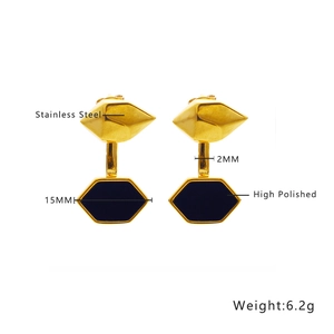 High polished gold heart hexagon drop earrings made of stainless steel for women