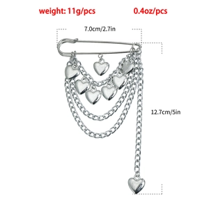 Détails de taille et poids de la broche à glands en argent avec dimensions indiquées
