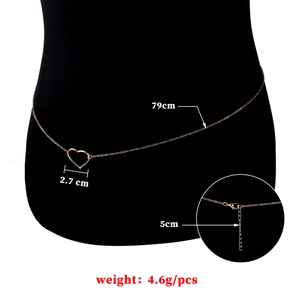 Rose gold heart pendant belly chain with 79cm length and adjustable lobster clasp closure