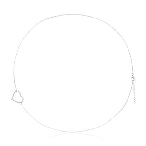 Detail of silver heart waist chain showing the hollow charm and adjustable lobster clasp