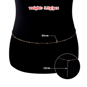 Sexy golden beaded waist chain for women with 80cm main chain and 10cm extender