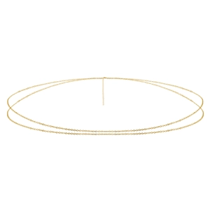 Detail einer zweilagigen goldenen Metall-Taillenkette mit verstellbarem Karabinerverschluss
