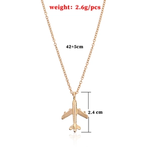 Collar creativo con colgante de avión en oro rosa y cadena de 42+5 cm para hombre y mujer