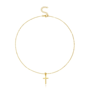 Collar con Colgante de Cruz de Aleación Minimalista para Mujer Cadena Fina Pulida Cierre de Langosta Ajustable Joyería de Oro Plata