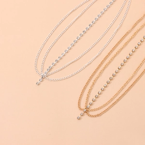 Sparkling multi-layer rhinestone forehead chain in gold and silver finish bohemian style