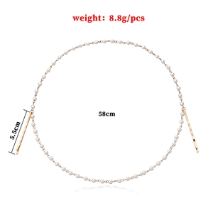 Handmade pearl hair chain with gold metal clips 58cm length for women styling