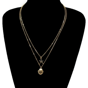 Boho Layered Alloy Seashell Pendant Necklace Starfish Double Chain Choker For Women Summer Beach Ocean Vacation Jewelry Gift