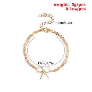 Zweilagiges goldenes Schleifenarmband für Damen mit verstellbarem Karabinerverschluss