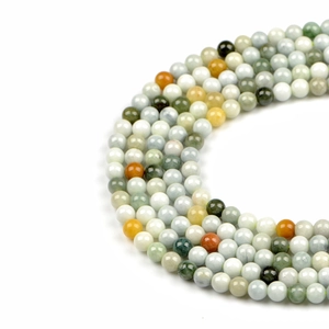 Perles de jade naturel de 8mm polies en vert et jaune miel pour bijoux DIY