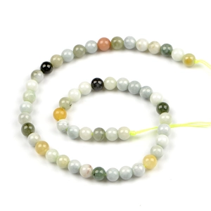 Perles rondes en jade naturel de 8mm aux couleurs variées pour création de bijoux