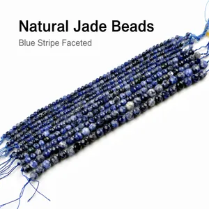 Natural Sodalite Faceted Round Loose Beads Strand Blue White Mineral Stone Beads For DIY Jewelry Making Crafts