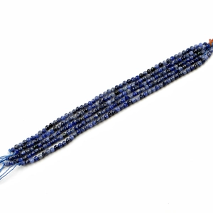 Faceted sodalite loose beads strands for jewelry making in deep blue natural stone