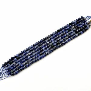 Faceted sodalite natural stone beads for DIY jewelry making in deep blue and white