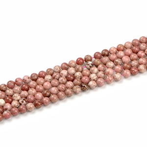 Perle in Thulite Naturale Perle di Pietra Tonde Lisce Maculate a Filo per Creazione di Gioielli Fai-da-te Collane Bracciali Accessori