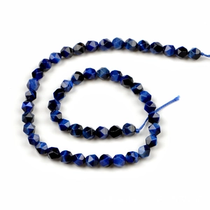 Perles en pierre naturelle œil de tigre bleu 8mm taillées en étoile avec surface facettée