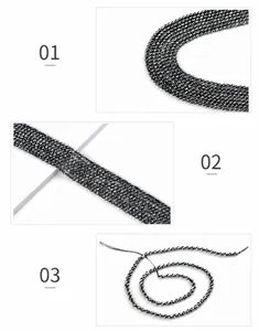 Macro view of 4mm faceted black natural stone beads with precision diamond-cut finish