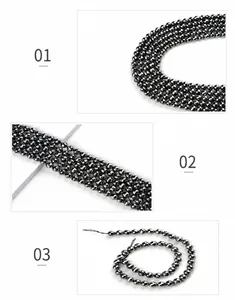 Macro detail of 8mm faceted terahertz stone beads with metallic finish for jewelry DIY