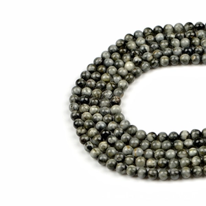 Cuentas de piedra natural Ojo de Águila 8mm con textura gris para joyería de DIY