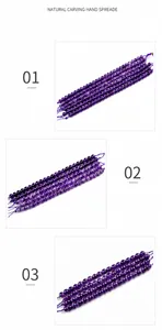 Comparación de cuentas de amatista natural mostrando varios tonos de violeta y texturas