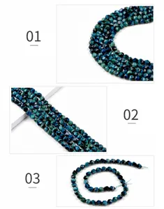Macro detail of faceted blue tiger eye star beads with natural texture and geometric cuts