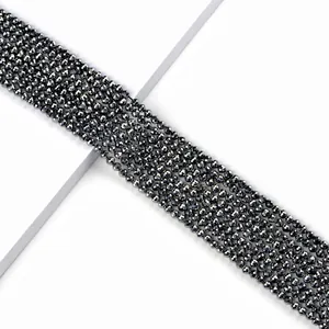 Polished 4mm faceted terahertz beads with metallic shimmer for jewelry making