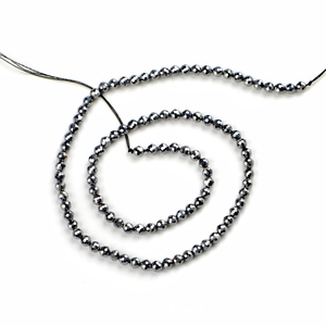 Polished 4mm faceted Terahertz stone beads for jewelry making with metallic dark grey finish