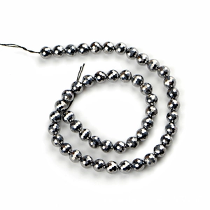 Faceted 8mm terahertz stone beads with metallic finish for DIY jewelry making