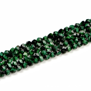 Natural Green Tiger Eye Stone Faceted Star Shaped Loose Beads For DIY Jewelry Making Necklace Bracelet Crafting