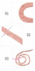 Detailed macro view of 6mm strawberry quartz beads showing natural textures and inclusions