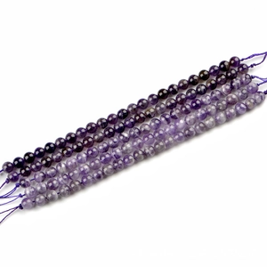 Brins de perles rondes en améthyste naturelle 6mm pour création de bijoux violets