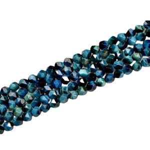 Facettierte 8mm blaue Tigerauge Natursteinperlen mit Sternschliff für DIY-Schmuck