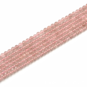 Natural Strawberry Quartz Round Loose Beads Pink Crystal Spacer Stone Beads For DIY Jewelry Making Accessories