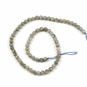 Faceted 6mm grey labradorite stone beads in spiral arrangement for DIY jewelry