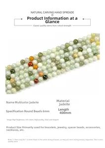 Details von 6mm natürlichen grünen Jadeperlen mit 400mm Stranglänge für DIY-Schmuckherstellung