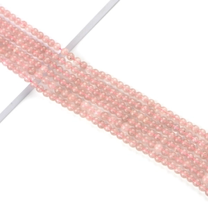 Natural 6mm pink strawberry quartz round beads for jewelry making and crafting